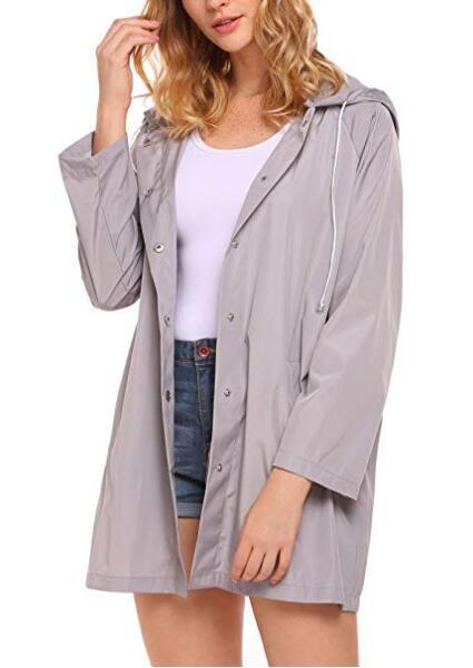 Margaux Rainville | Hooded Button-Front Raincoat For Women