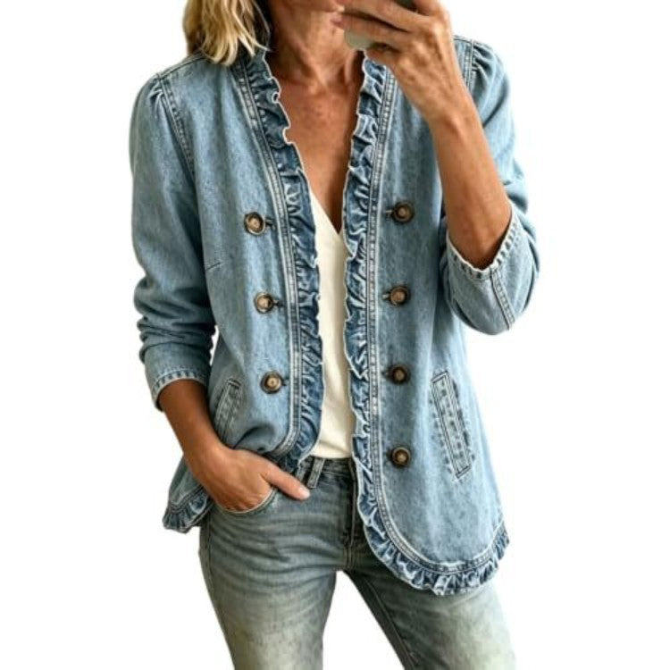 Louisa Vantrelle | Ruffled Denim Jacket For Women