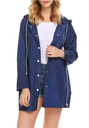 Margaux Rainville | Hooded Button-Front Raincoat For Women