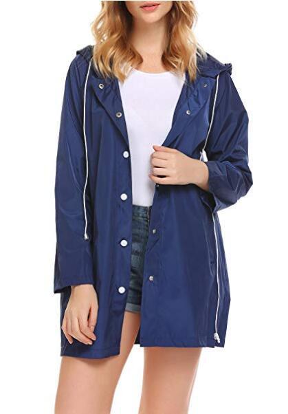 Margaux Rainville | Hooded Button-Front Raincoat For Women