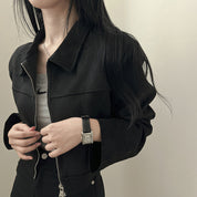 Fabienne Roquet | Cropped Suede Leather Jacket For Women