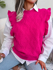 Yvette Bellamont | Ruffled Diamond Knit Sweater Vest For Women