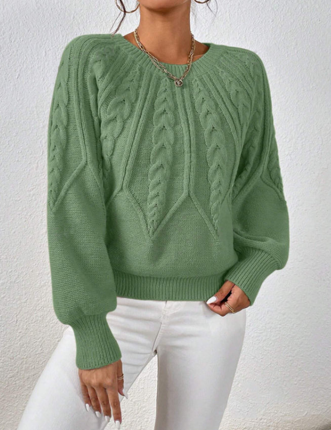 Rosalie Thornbury | Cable-Knit Crew Neck Sweater For Women