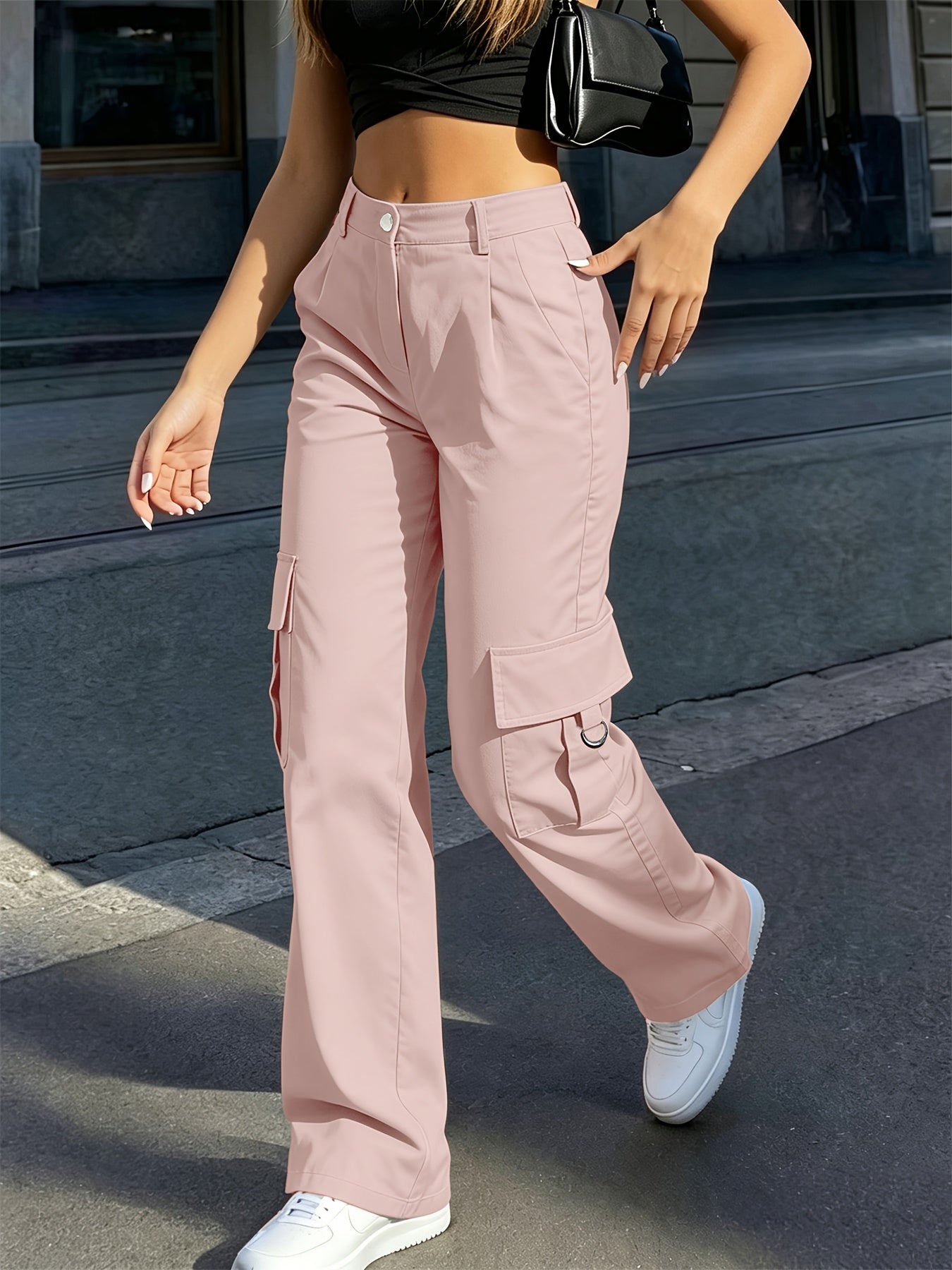 Sabine Hollande | High-Waisted Wide-Leg Cargo Pants For Women