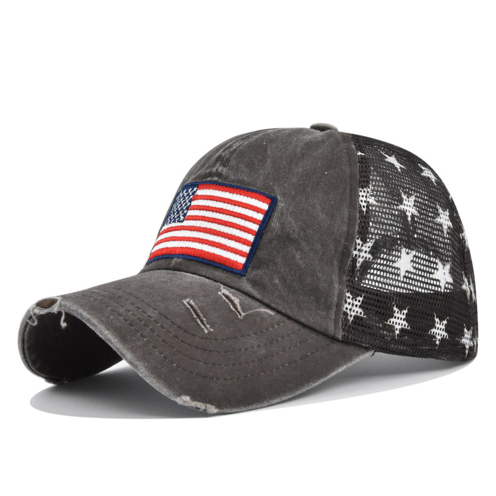 Beatrice Fontaine | Distressed American Flag Veterans Day Baseball Cap Unisex