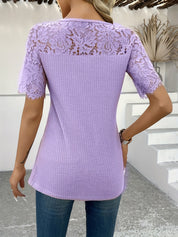 Ophélie Vasnier | Waffle Knit Top With Lace-Trimmed Sleeves