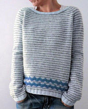 Tallulah Loxton | Striped Zigzag Hem Knit Sweater For Women