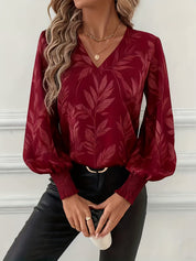 Anaëlle Verhoeven | Botanical Print V-Neck Blouse With Lantern Sleeves