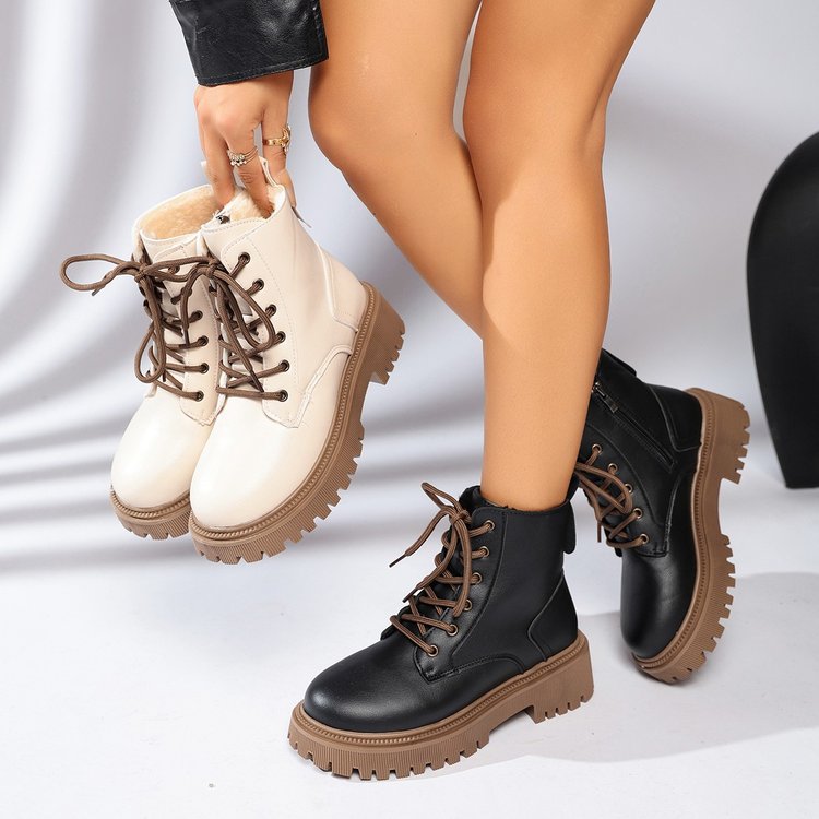 Lucienne Fairbrook | Fur Lined Platform Combat Boots For Women
