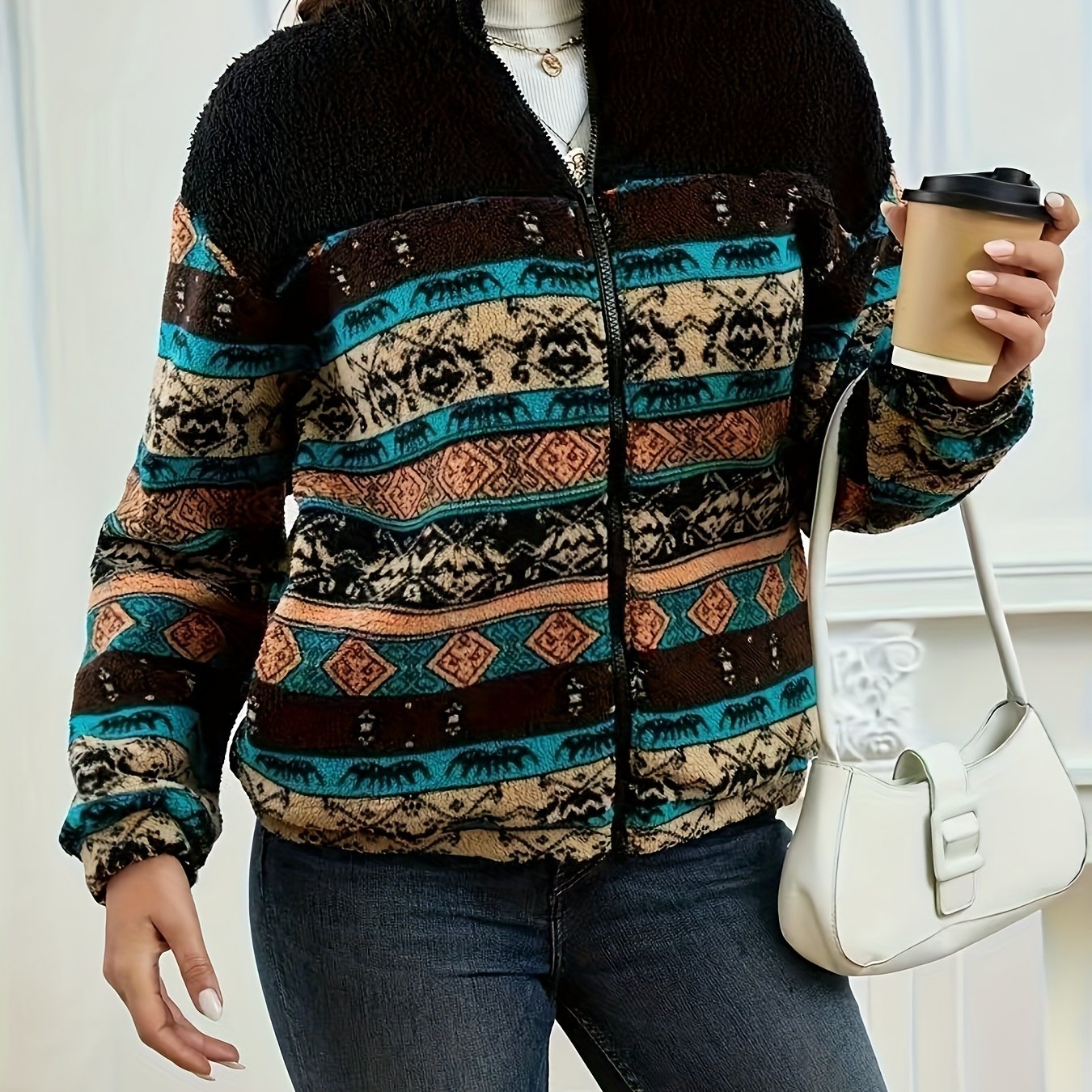 Maisie Everdale | Patterned Zip Jacket For Women