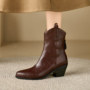Marisol Chevrier | Leather Cowboy Boots With Block Heel For Women