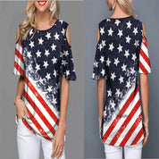 Tiffany Marlowe | American Flag Cold Shoulder Top For Women