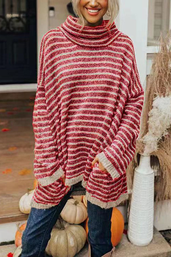 Margaux Holloway | Striped Turtleneck Tunic Sweater For Women