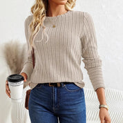 Marion Delvaux | Ribbed Knit Long Sleeve Top For Women
