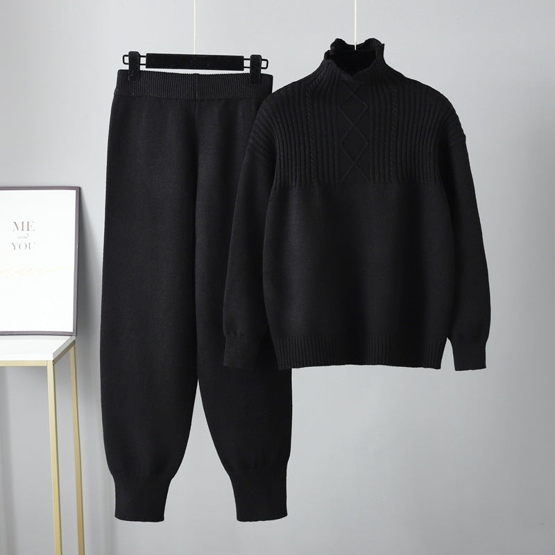 Odile Charvet | Cable-Knit Mock Neck Sweater Set For Women