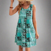 Delphine Ashcourt | Boho Patchwork Print Sleeveless Mini Dress
