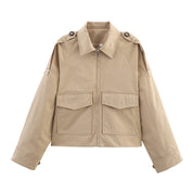 Adrienne Castellan | Khaki Cropped Work Jacket For Women