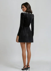 Margaux Delacourt | Velvet Cocktail Dress With Crystal Neckline