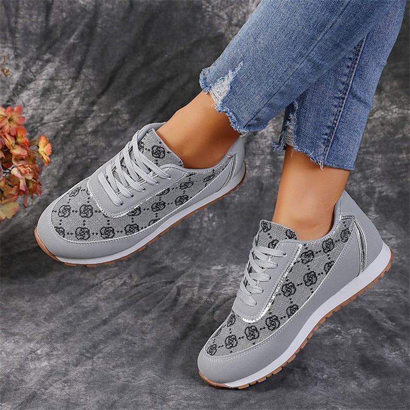 Delphine Rousset | Flower Print Lace-Up Sneakers For Women
