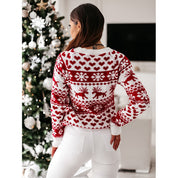 Sleigh Bell | Red Reindeer Fair Isle Christmas Sweater For Women