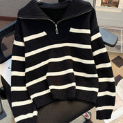 Perrine Duchamp | Striped Quarter-Zip Sweater For Women