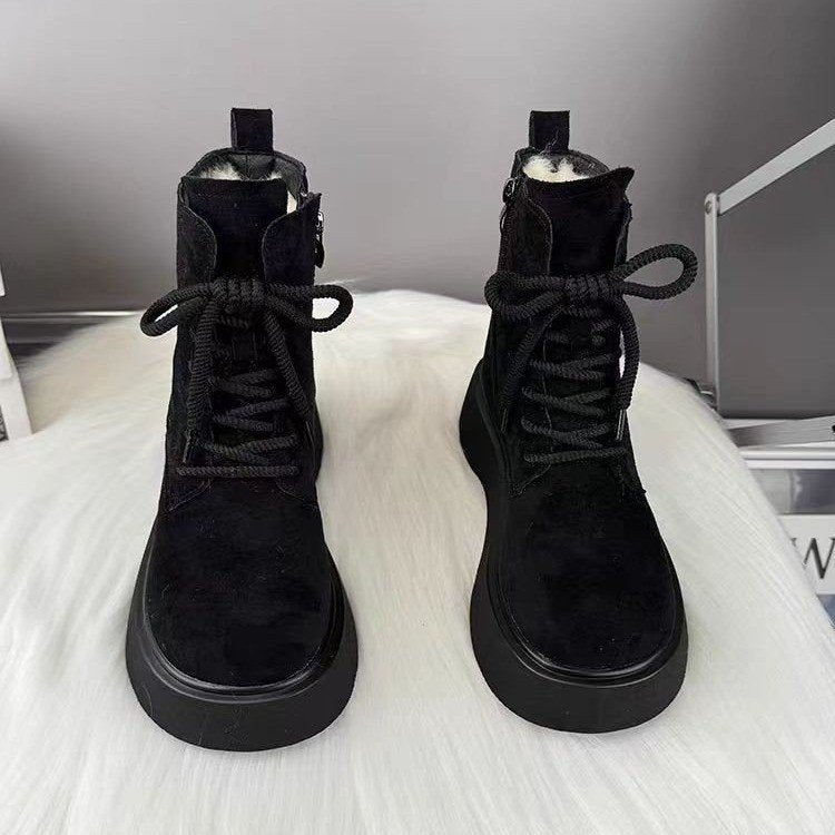 Margaux Delacroix | Suede Platform Ankle Boots For Women