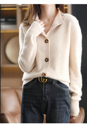 Celeste Armand | Stand Collar Knitted Cardigan Sweater For Women