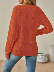 Camryn Ashwood | Openwork V-Neck Sweater For Women