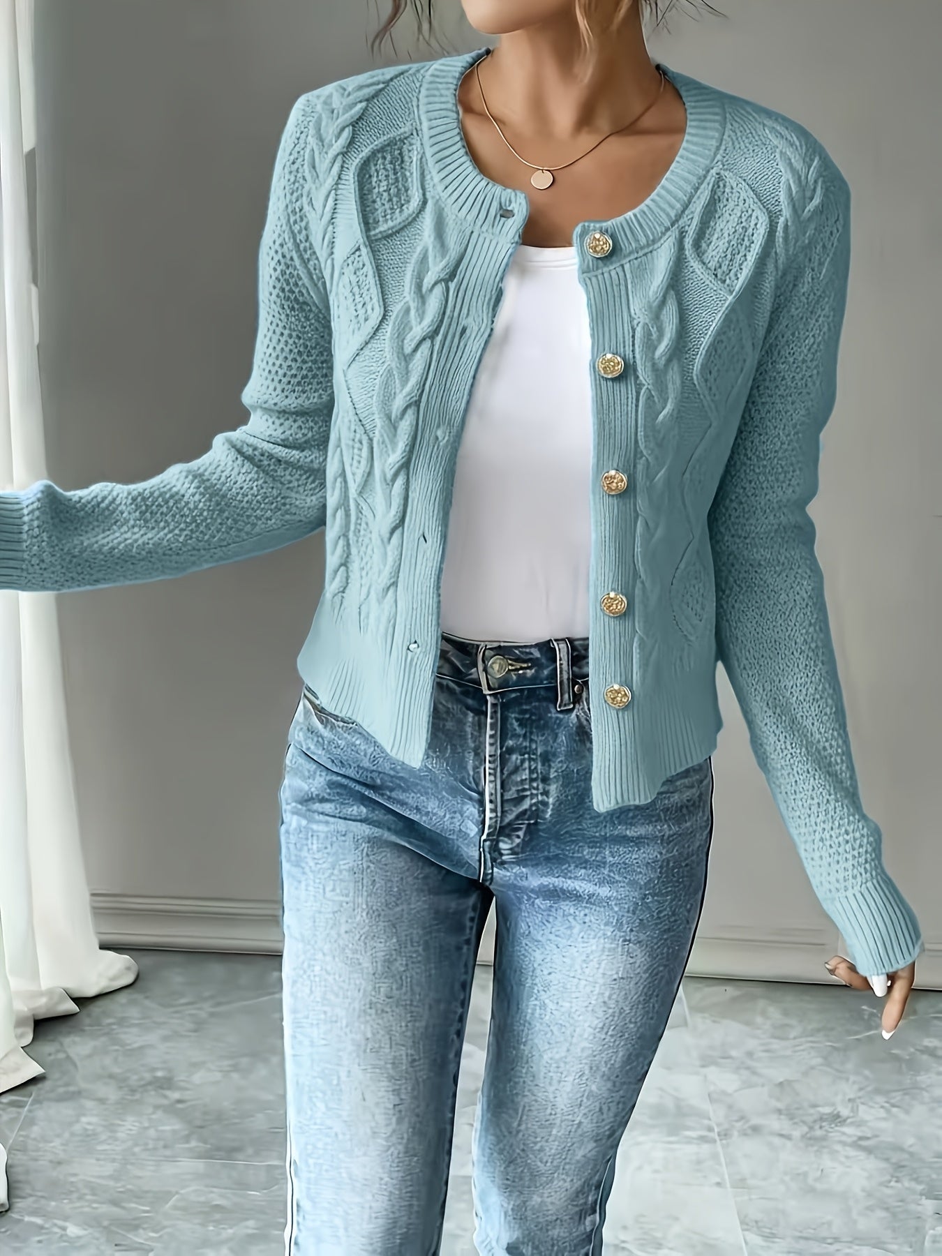 Vittoria Rossignol | Cable-Knit Button-Front Cardigan For Women