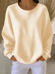 Nadia Brennan | Waffle Knit Oversized Pullover Sweatshirt For Women