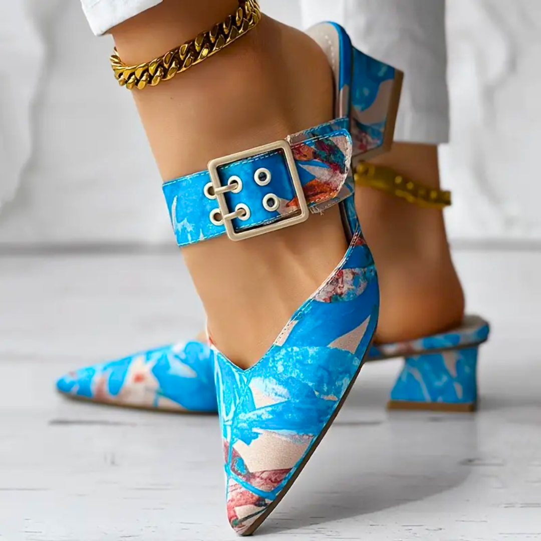 Liana Morveux | Abstract Print Block Heel Pumps For Women