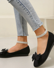 Ottoline Beauregard | Olive Green Bow Ballet Flats