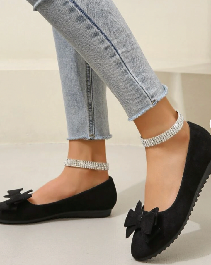 Ottoline Beauregard | Olive Green Bow Ballet Flats