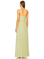 Éliane Montserrat | Sage Green Strapless Pleated Maxi Gown
