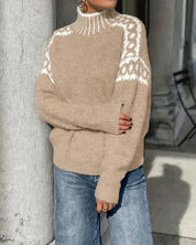 Lucienne Dubreuil | Cozy Patterned Turtleneck Sweater For Women