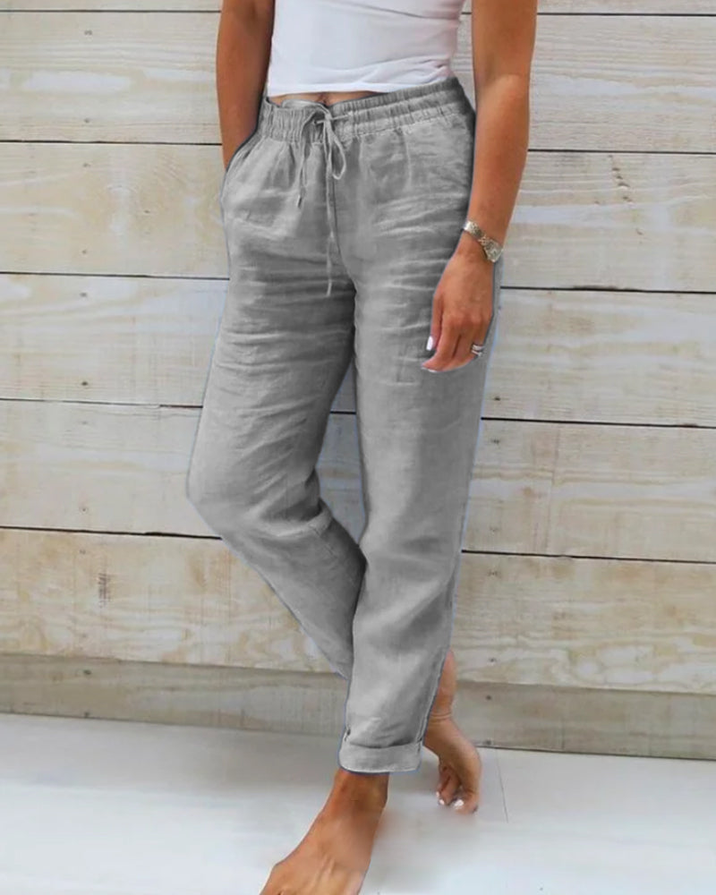 Claudette Vaubert | Light Blue Cotton Drawstring Trousers
