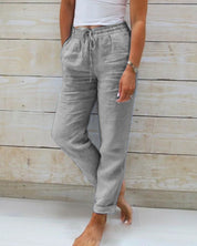 Claudette Vaubert | Light Blue Cotton Drawstring Trousers