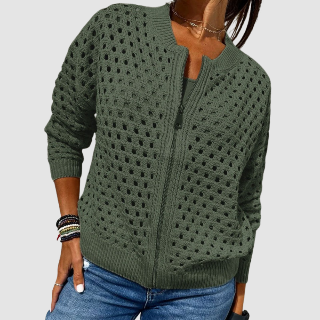 Antonella Rivoli | Hole-Knit Zip-Up Sweater For Women