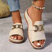 Clarisse Fontwell | Gold Buckle Slide Sandals For Women