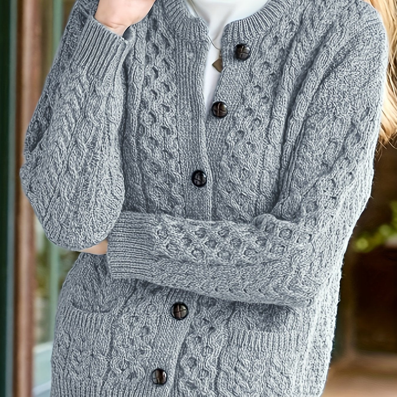 Amara Delfino | Textured Button-Front Cardigan For Women