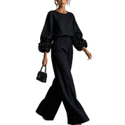 Oaklyn Merfield | Ruffle Cuff Top & Wide Leg Pants Set For Women