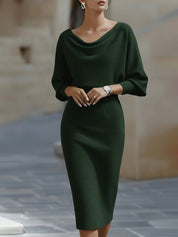 Simone Darcourt | Cowl Neck Batwing Midi Dress For Women