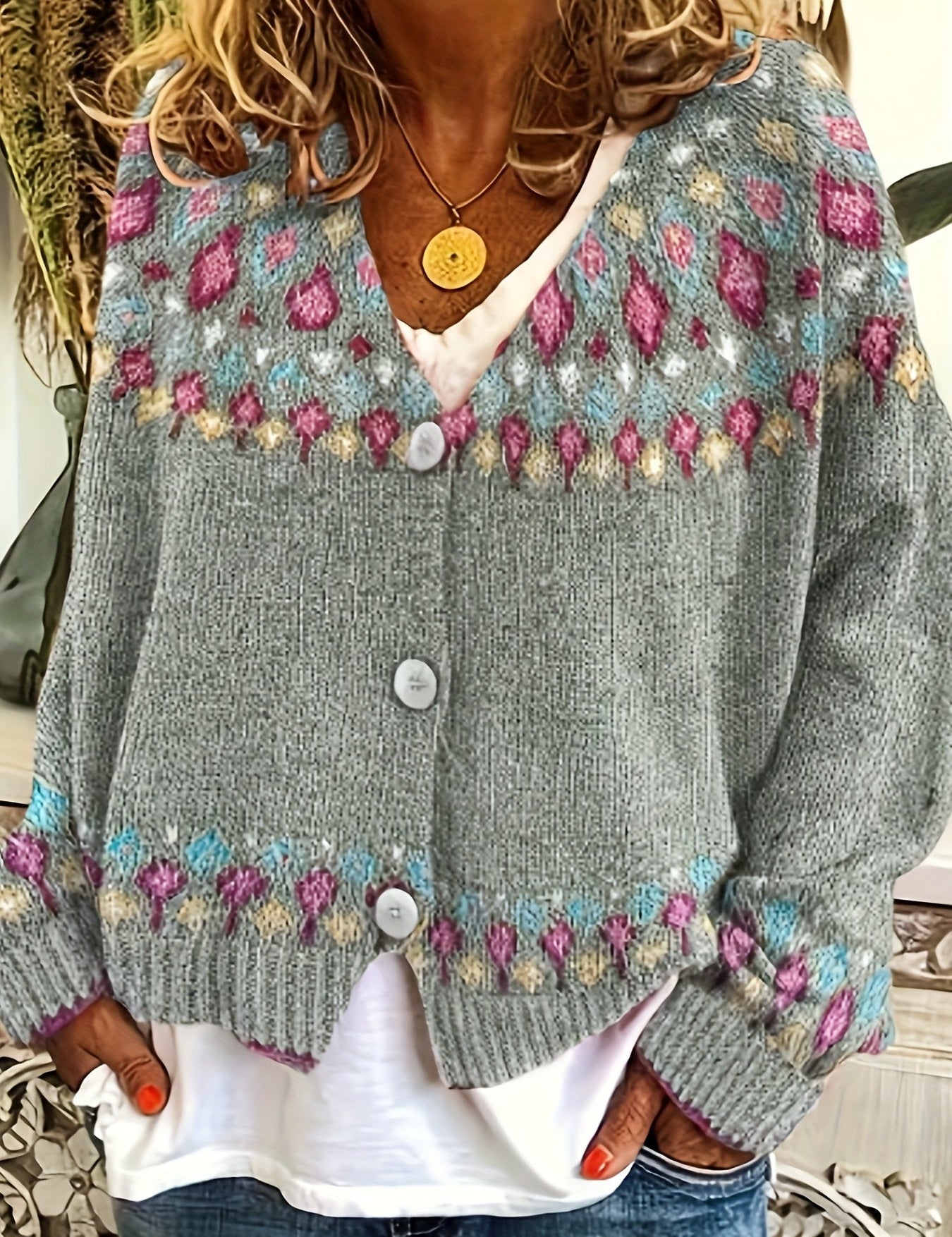 Adriana Lindqvist | Nordic Patterned Cardigan For Women