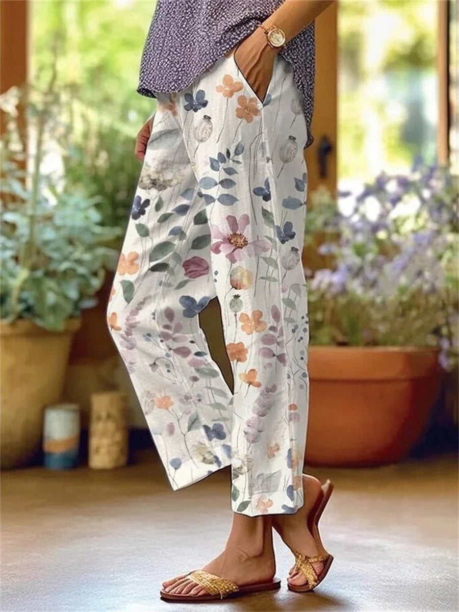 Celeste Whitgrove | Floral Print Cropped Pants For Women