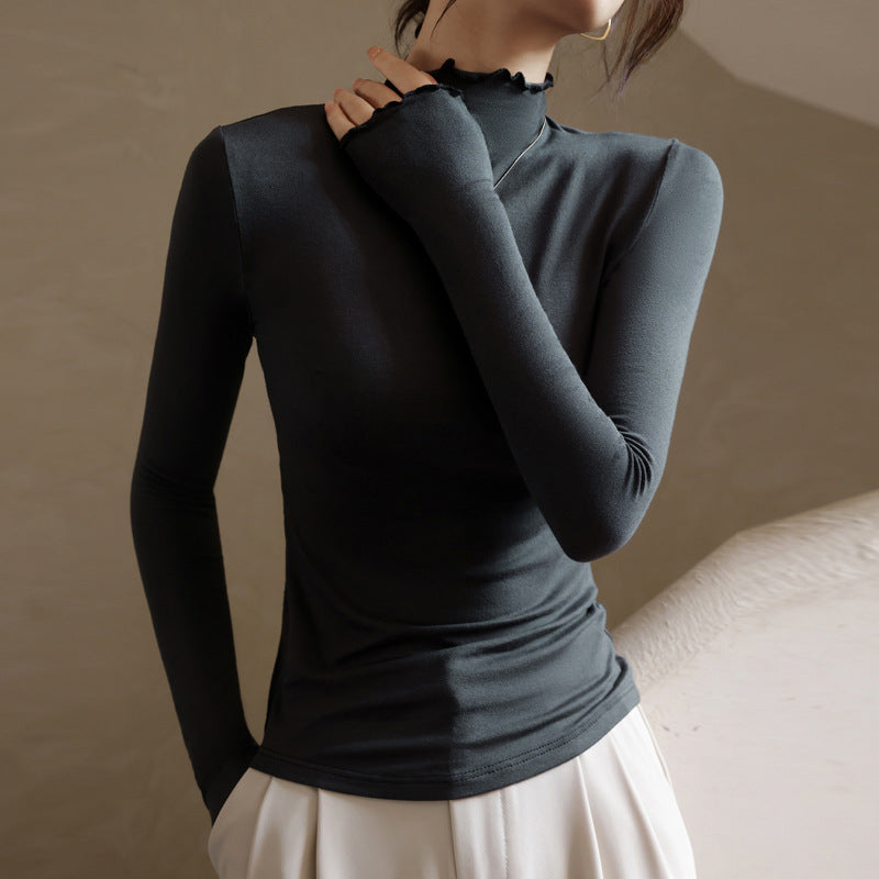 Fleur Dumont | Ruffle Mock Neck Long Sleeve Top For Women