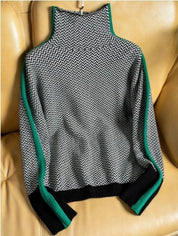 Georgie Braycombe | Stripe Sleeve Turtleneck Sweater For Women