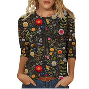 Isadora Winslow | 3D Floral Print Round Neck Top For Women