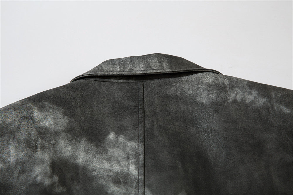 Etienne Corradini | Tie-Dye Suit Collar Leather Jacket For Men