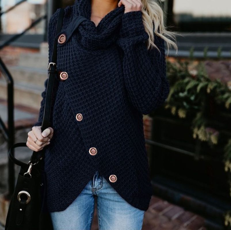 Solene Bardot | Cowl Neck Waffle Knit Sweater For Women