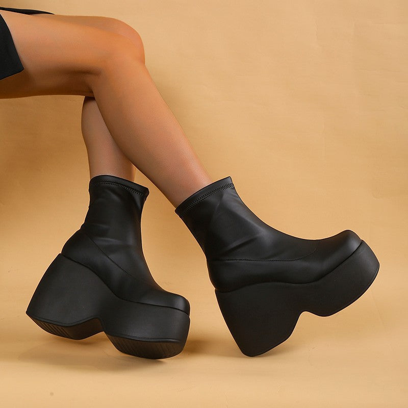 Océane Beaufort | Wedge Platform Ankle Boots For Women